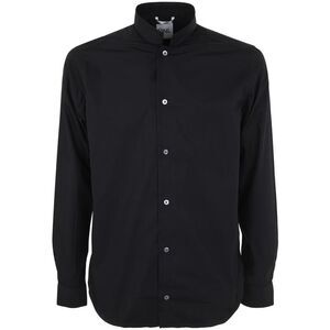 DNL Men's Long Sleeve Band Collar Casual Shirt Men BLACK Shirts